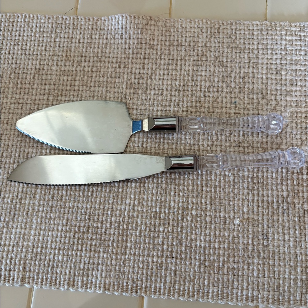 Elegant Silver Cake Knife and Server Set